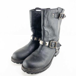 Frye Womens Round Toe Strap Mid Calf Boots US 7.5